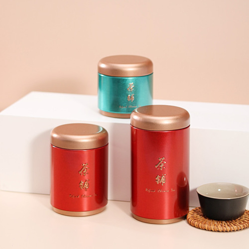 Tea can tin box metal sealed can household black tea green tea white tea carry-on mini small iron can round