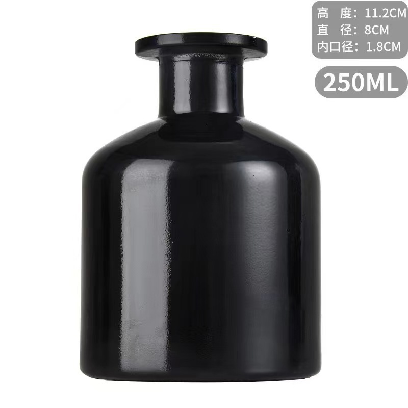 Vientre grande; Botella desnuda negra mate de 250 ML 48 / Caja