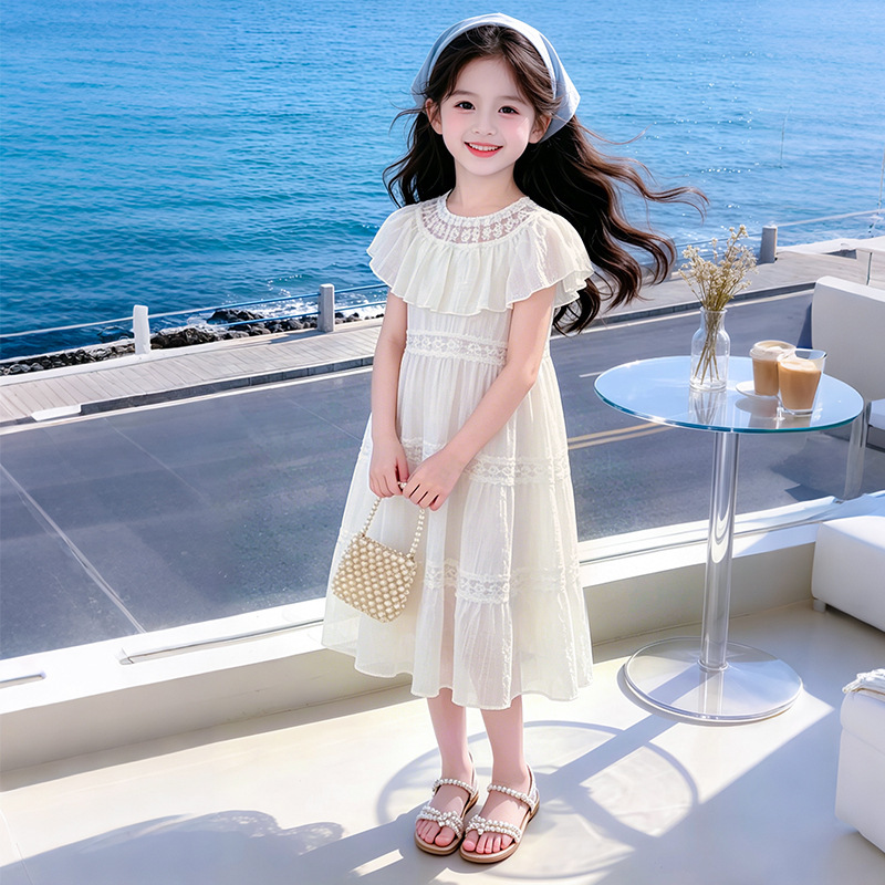 Girls' Summer Sweet Sleeveless Princess Dress, New Summer Style for Older Children, Holiday Style Casual Round Neck Dress, Trendy Girls' Summer Sweet Sleeveless Princess Dress, New Summer Style for Older Children, Holiday Style Casual Round Neck Dress, Trendy