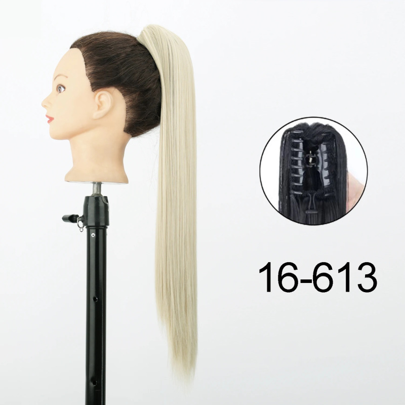 22inch 爪クリップストレートヘアポニーテール化学繊維かつら女性ロングストレートふわふわハイポニーテール|undefined