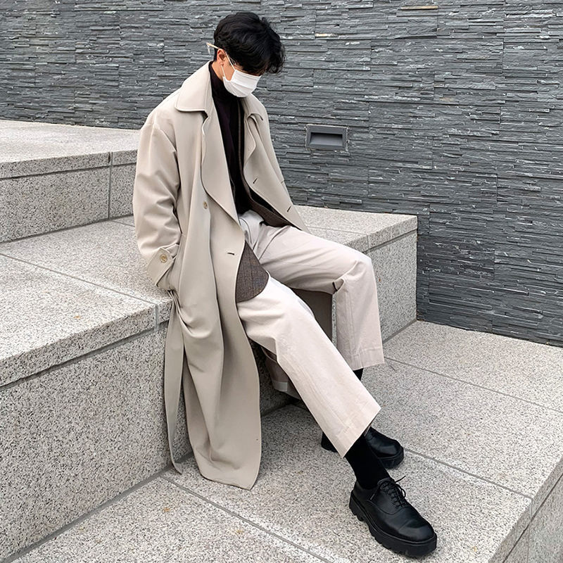 Windbreaker have more cash than can be accounted for Mid length version Overknee Korean Edition British style leisure time overcoat Autumn and winter man Trend coat