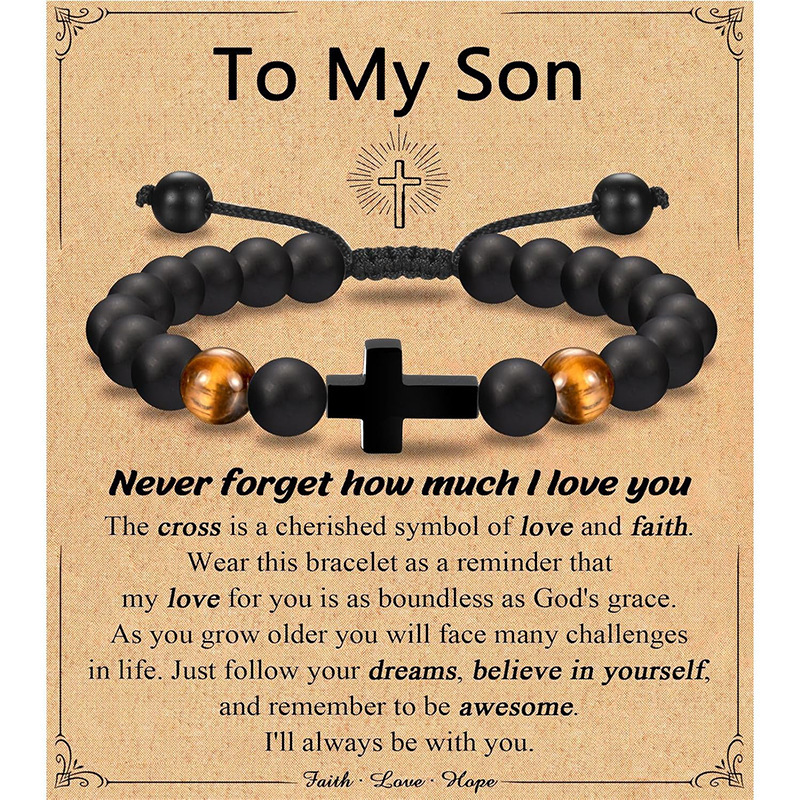 AliExpress Hot Sale Natural Stone Black Frosted Yellow Tiger Eye Handmade Adjustable Rope Bracelet Father's Day Birthday Gift