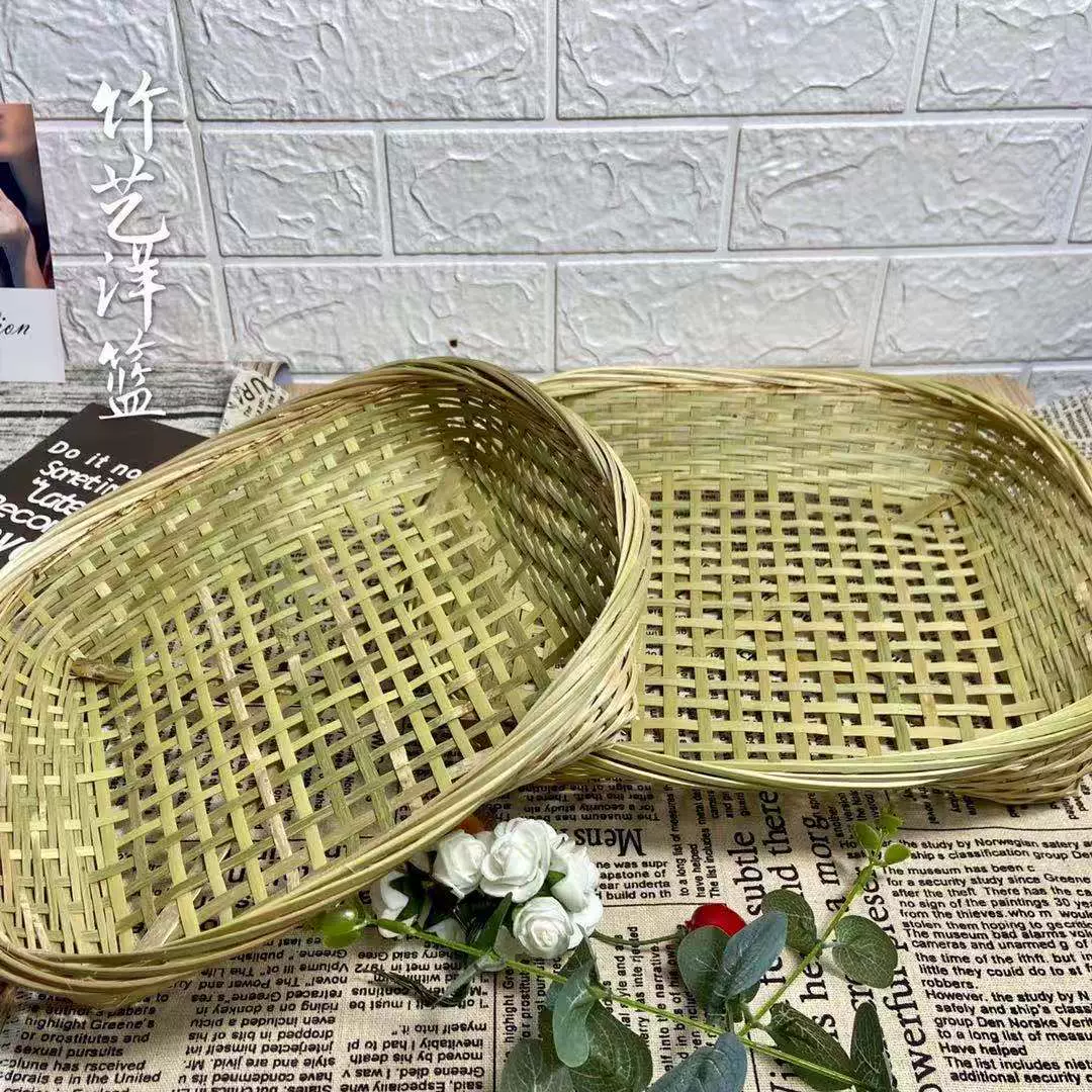 竹编竹制品蒸筐全竹青头层可蒸煮篮子馒头馍馍筐镂空果盘簸箕筛子