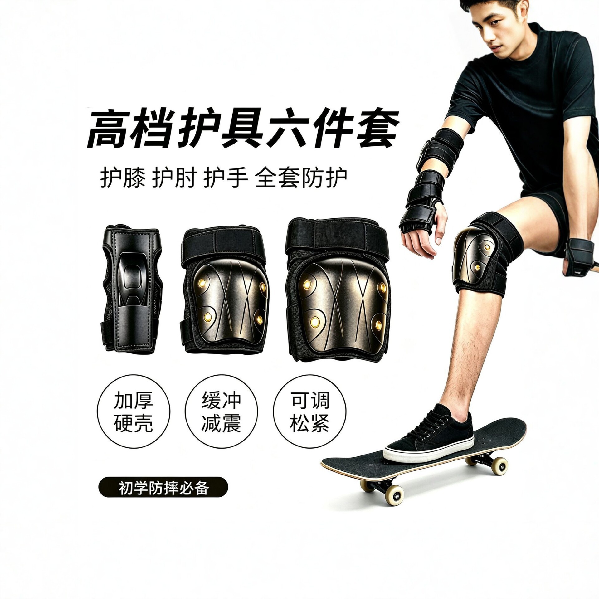 Cycling and Skateboarding Protective Gear Set for Adults and Children, Knee Pads, Elbow Pads, Wrist Guards, Thickened Anti-Collision and Shock-Absorbing Protection for Skating and Roller Skating