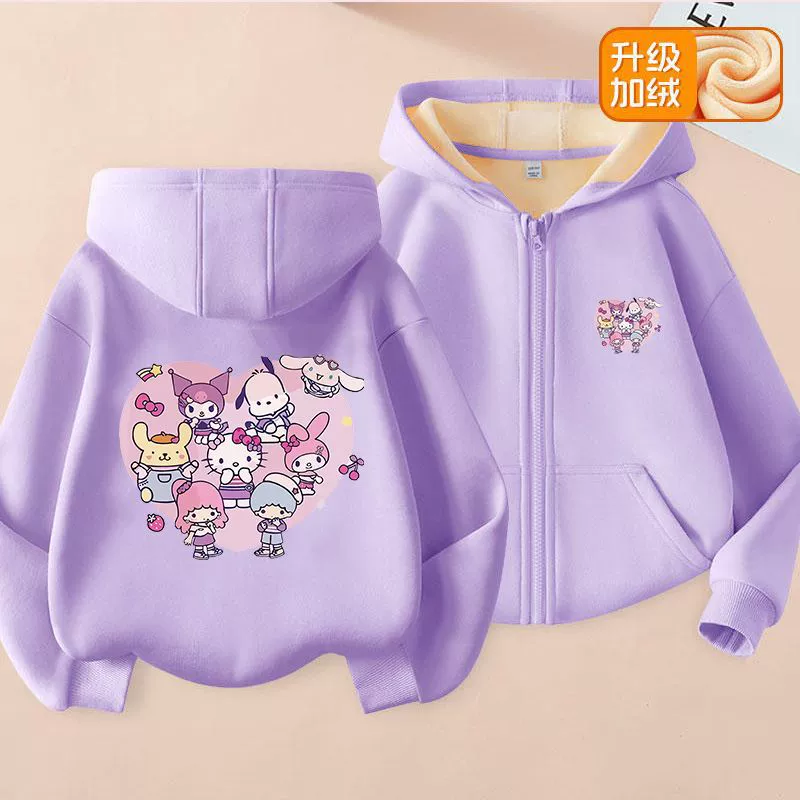 Куртка на молнии для девочек Coulomi весна и осень зима 2024 новые иностранные дети среднего и старшего ребенка кардиган свитер с капюшоном