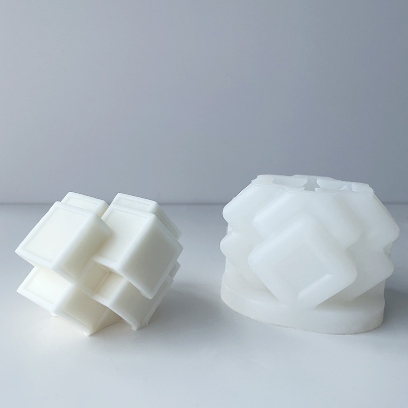 Nuevo creativo geométrico cuadrado vela molde de silicona ins aromaterapia vela decoración fragante piedra molde de yeso