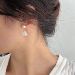 高颜値天然扇形貝殻貝珠イヤリング気質百合精致銀針耳飾り女性工場卸売り