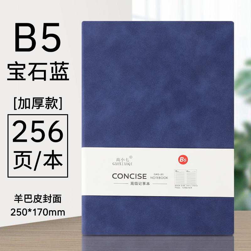 대형 B5 퍼플 블루 (128 매, 256 페이지) 양가죽 노트