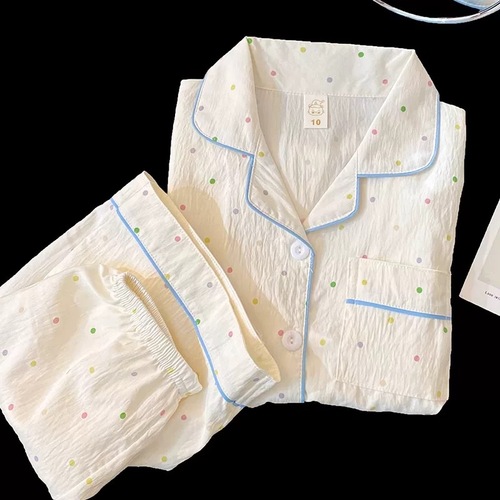 Soft and Cozy Children's Sleepwear Set for Girls: Short Sleeve Top and Shorts - 2025 New Summer Princess Style Sweet and Cute Home Clothing for Girls