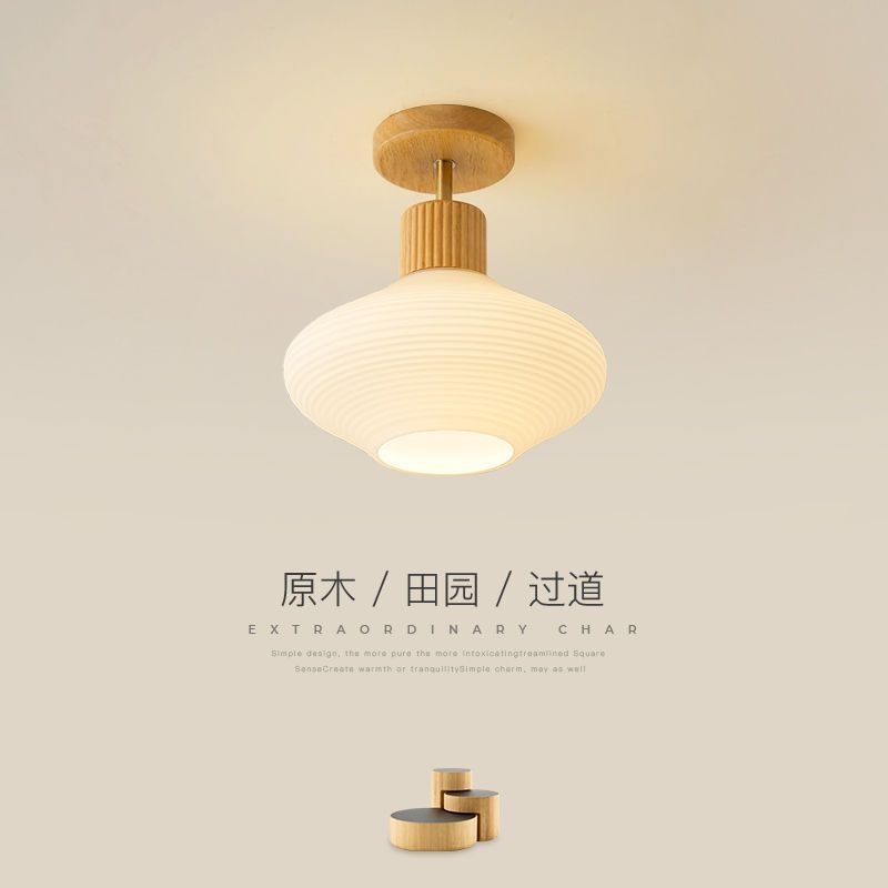 Japanese Style Log Corridor Aisle Lamp Simple Chinese Entrance Entrance Lamp Nordic Style Solid Wood Cloakroom Balcony Ceiling Lamp