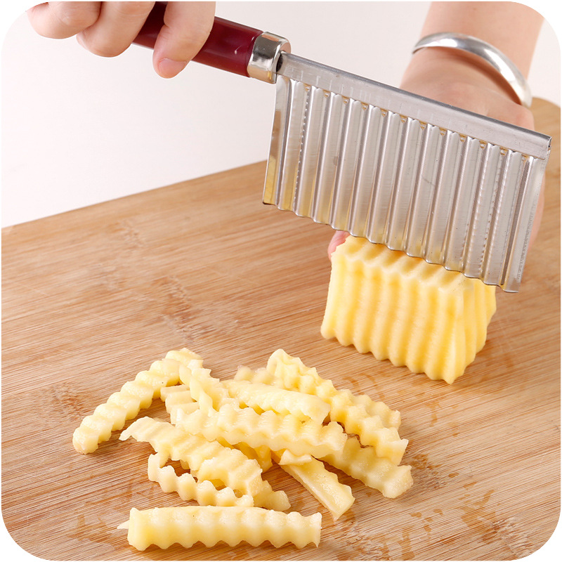 Kitchen multi-functional wave-shaped potato slicer stainless steel strip cutter french fry potato knife multi-functional