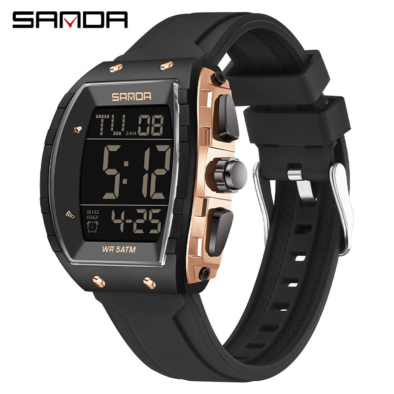Sanda reloj a prueba de agua para hombres y mujeres juveniles reloj deportivo multifuncional luz nocturna cuenta atrás dos relojes electrónicos de tiempo