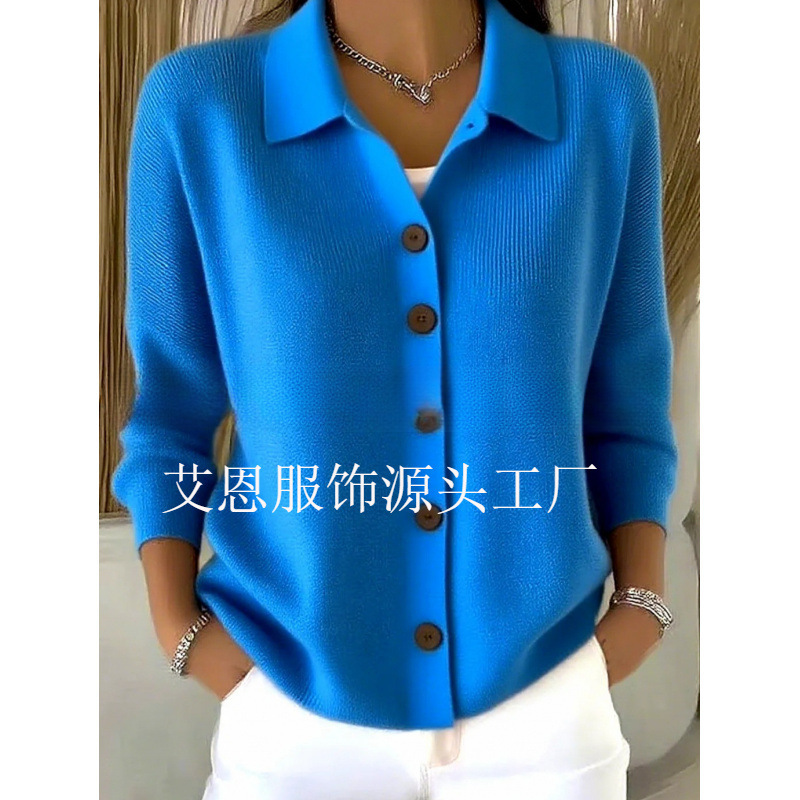 European And American Cross-border Knitted Cardigan Buttoned Women's...