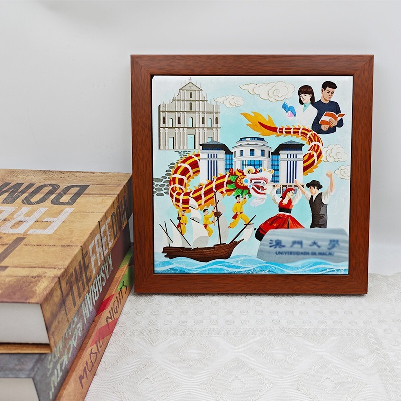 Factory Direct Sales of New Chinese-Style Ceramic Tiles with Solid Wood Three-Dimensional Frames, Customizable with Multi-Layer Cardboard for Framing Zen Paintings