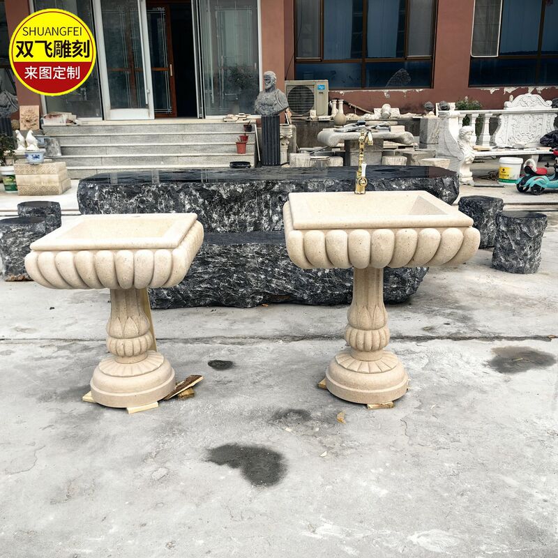 Natural Marble Stone Laundry Sink Outdoor Integrated Courtyard Washbasin Stone Vegetable Washing Sink Villa Outdoor