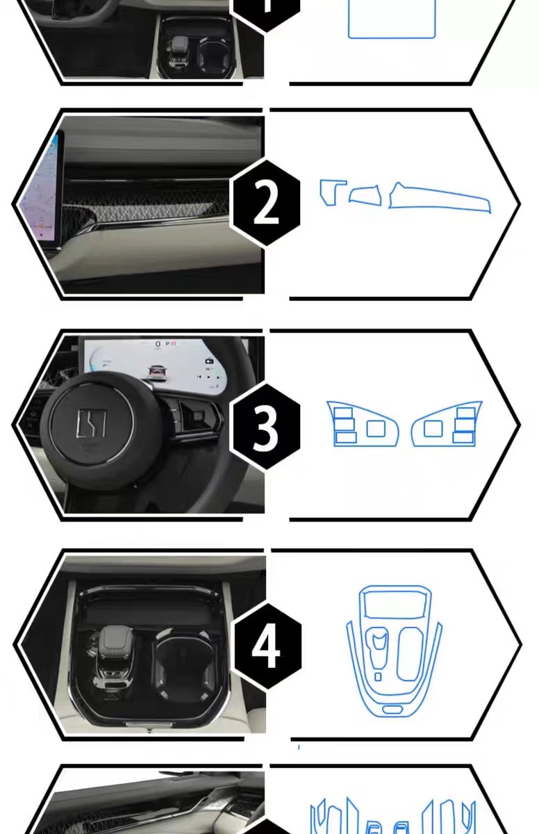 Suitable for Zeekr 009 Interior Film Tpu Central Control Screen Gear Instrument Film Navigation Modification Decorative Automotive Supplies