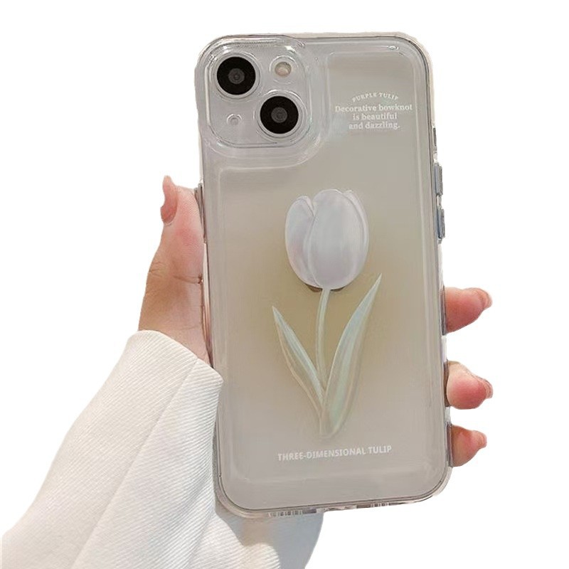 Arte teñido de flores para iphone15promax funda para teléfono móvil transparente Apple 15 anti-caída 14pro Japón y Corea 13/12
