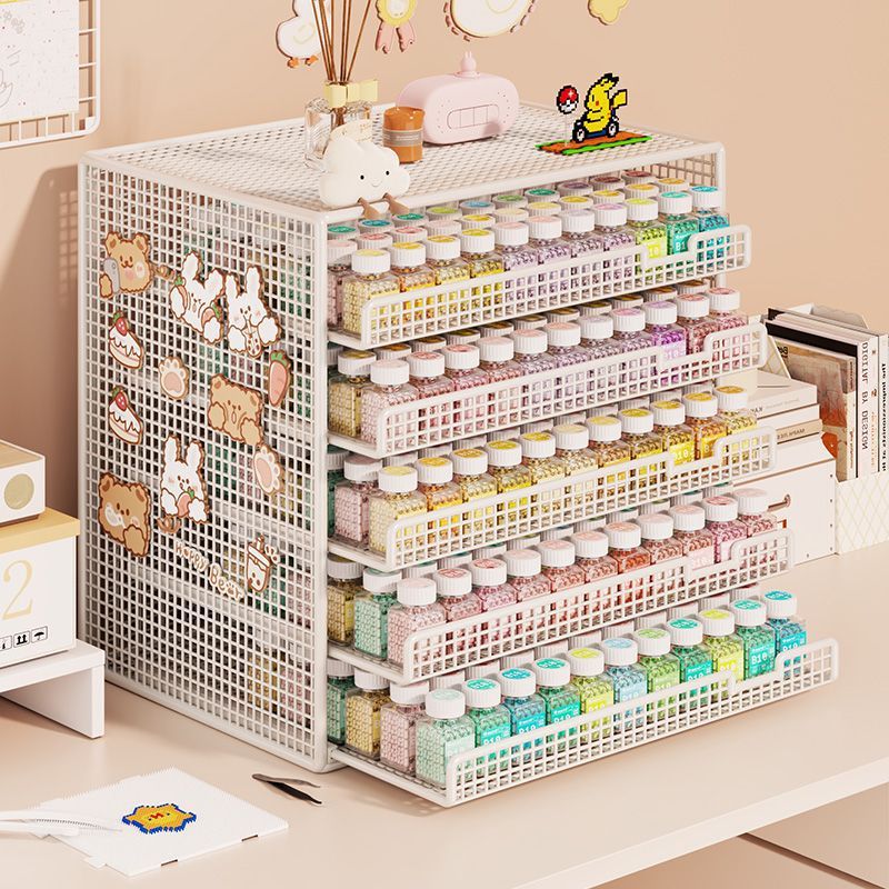 Desktop Iron Art Storage Rack for Storing Beads, Specialized Drawer Storage Rack for Organizing Beads, Bottles, and Tools