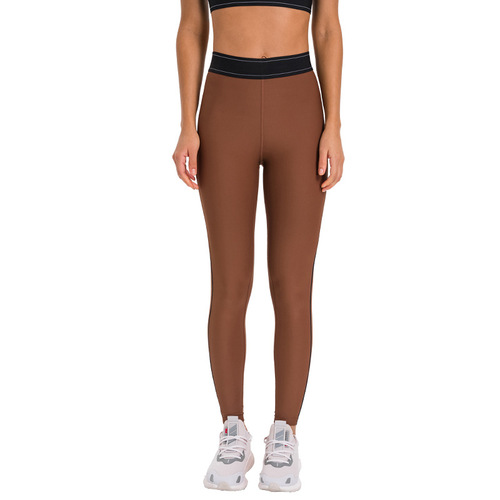 New CF Cloud Color Blocking Elastic Waist Sports Tight Leggings High Elastic Slimming Training Fitness Yoga Pants for Women