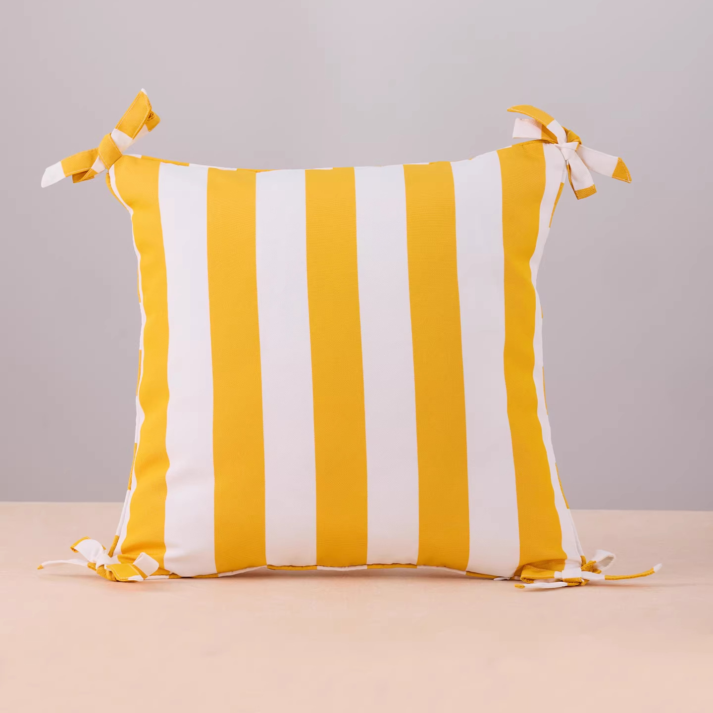 Amarillo blanco rayas arco almohada impermeable