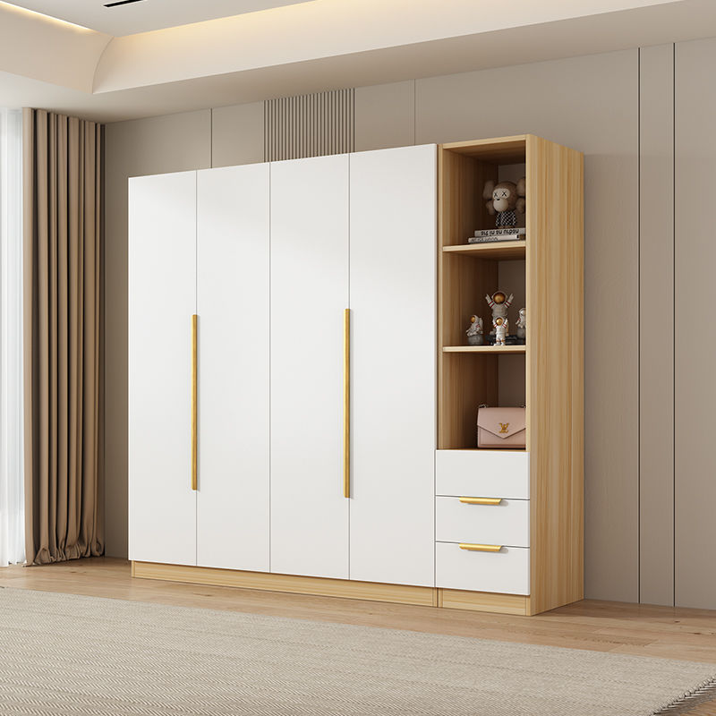 Wardrobe Home Bedroom Simple Assembly Rental Room Economical Counter-opening Wooden Thickened Wardrobe Modern Simple Cabinet