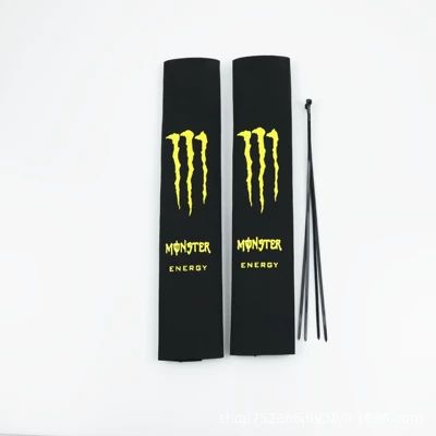Motorcycle Safety Supplies | Velcro shock absorber cover - black-background-yellow-ghost-claw-hook-and-loop-a-pair-of-ties
