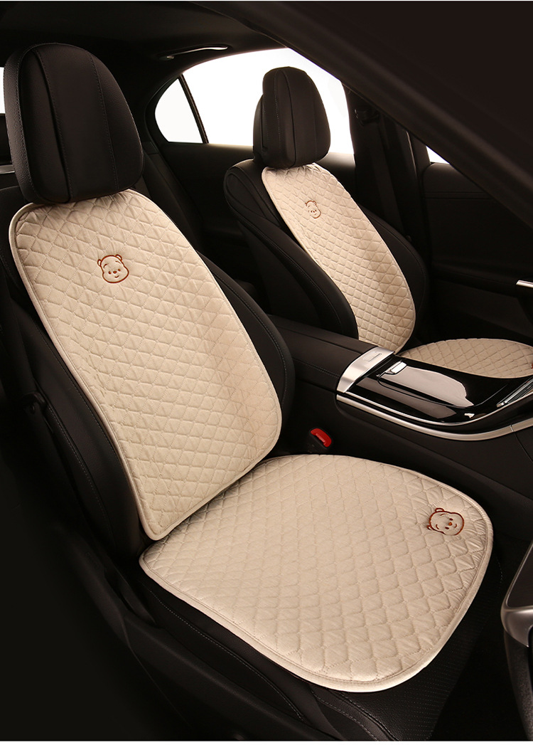Car seat cushion four seasons universal linen small waist seat cover single-piece non-slip three-piece cartoon half-bag seat cushion