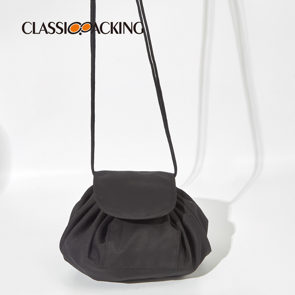 Bolsa de cosméticos perezosa simple japonesa Bolsa de lavado portátil de viaje Bolsa de almacenamiento con cordón de gran capacidad de color sólido de alta calidad