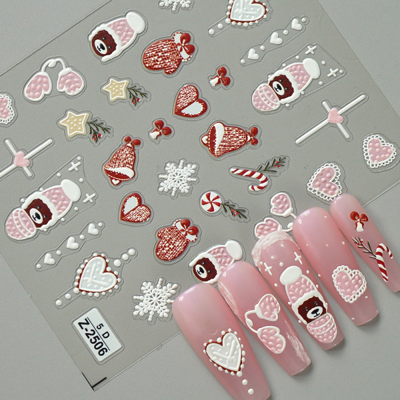 ヨーロッパとアメリカのクリスマスネイルアートステッカー漫画かわいい 5D 立体レリーフステッカー DIY ネイルアートアクセサリー子供のネイルステッカー|undefined