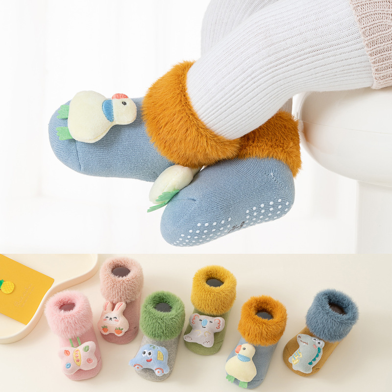 newborn socks category a cotton autumn and winter thickened doll baby mid-tube socks non-slip toddler boxed baby socks