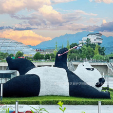 仿真大熊猫雕塑园林公园绿植动物玻璃钢摆件户外景观工程景区公仔