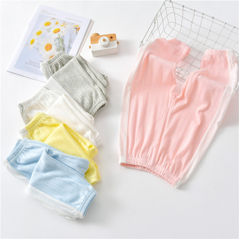 2021夏季韩版轻薄款透气男女童提花网眼纯色儿童防蚊裤宝宝空调裤