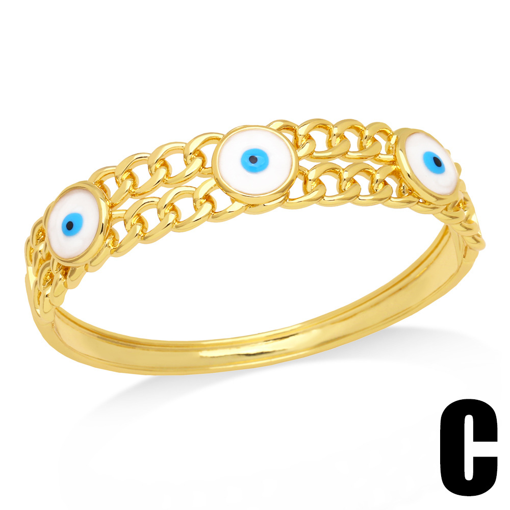 Fashion Eye Copper Bangle Inlay Artificial Gemstones Copper Bracelets