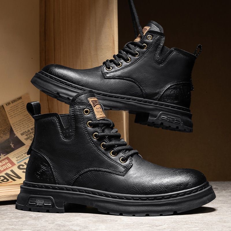 Botas Martin para hombres otoño y invierno más terciopelo grueso zapatos de algodón de alto perfil caliente herramienta de botas de nieve gruesas botas Martin