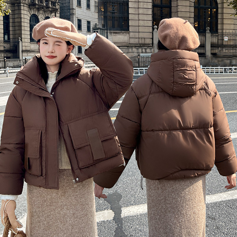 Chaqueta de algodón de pluma de mujer corta ropa de algodón coreana 2024 ropa de invierno nueva chaqueta de algodón suelta pequeña ropa de pan gruesa moda image 10