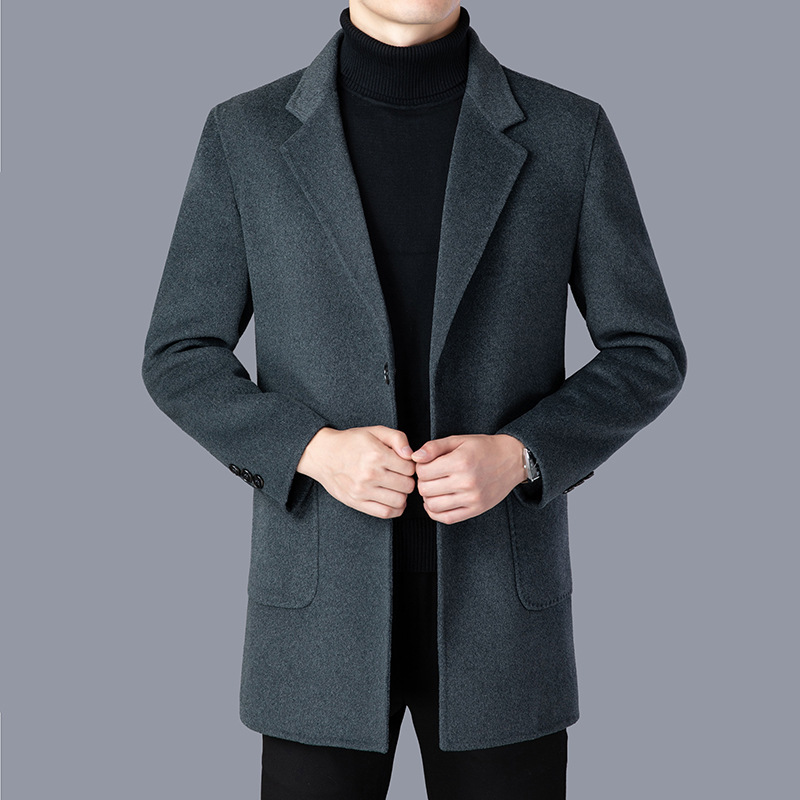 Woolen demi-season cashmere double-sided long suit for boys