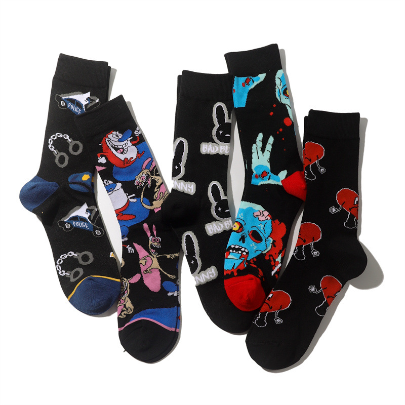 Men's Wholesale Trendy Socks Female Animation Cartoon Cotton Socks Comic Male Medium Tube Pirate Socks-5PRS 25 O1CN01TB52x61TrjeJ4B5ts !!1004802436 0 cib