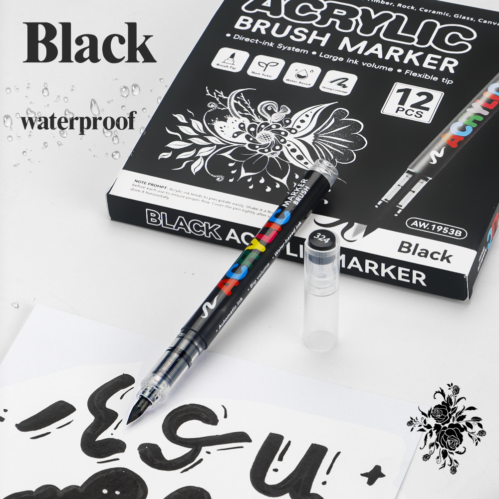 Blanco y negro acrílico líquido directo lápiz de marcado de alta calidad DIY tarjeta negra lápiz de contabilidad de mano lápiz de marcado de pintura suave