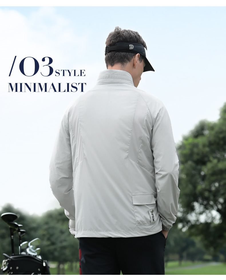 Áo chống nắng golf nam cổ đứng nhẹ chống mưa, tay dài khóa kéo — Áo khoác đen [mũ trùm đầu ẩn/chống nắng và mưa/vòng găng tay ở mặt sau] YF818 chi tiết 18