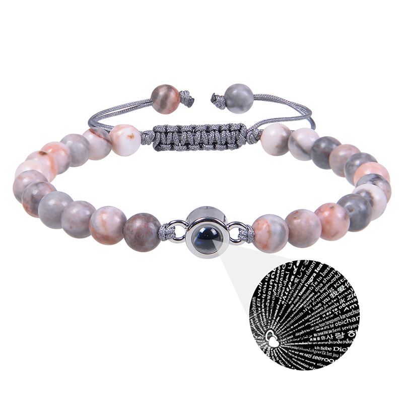 100 Language Projection Beaded Bracelet With Volcanic Stone_voghion.com