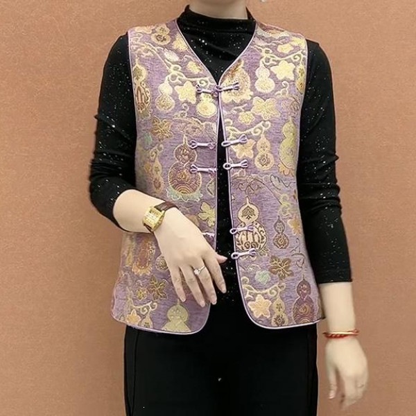 Women's New Chinese Style Vest, Spring 2026 Style, Jacquard Vest with Folded Buttons