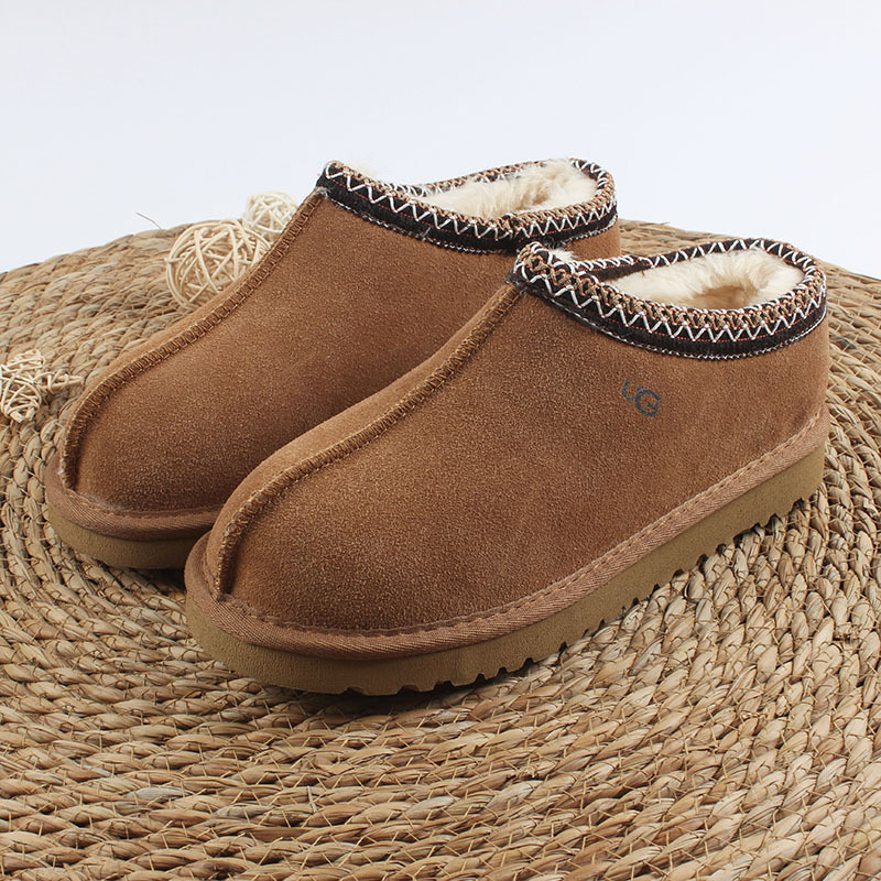 New Snow Boots Tasman Low Barrel Slip-on Woven Lace Famous Style Old Cotton Shoes Warm Women's Boots Monk Shoes