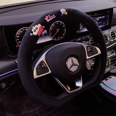 Sürətlər qutusu və əl tormozu başlıqları Set, Steering Wheel, Headrest, Car - crayon-shin-chan-short-plush-steering-wheel-cover-d-type