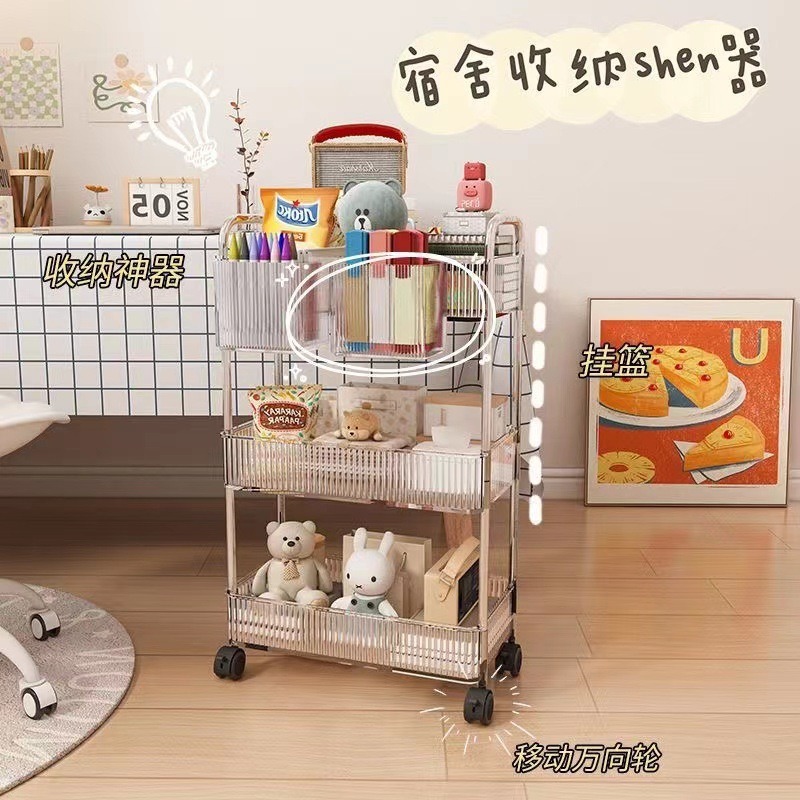 Estante de almacenamiento móvil de lujo, ligero, multicapa, transparente, sin instalación, carro para snacks o mascotas