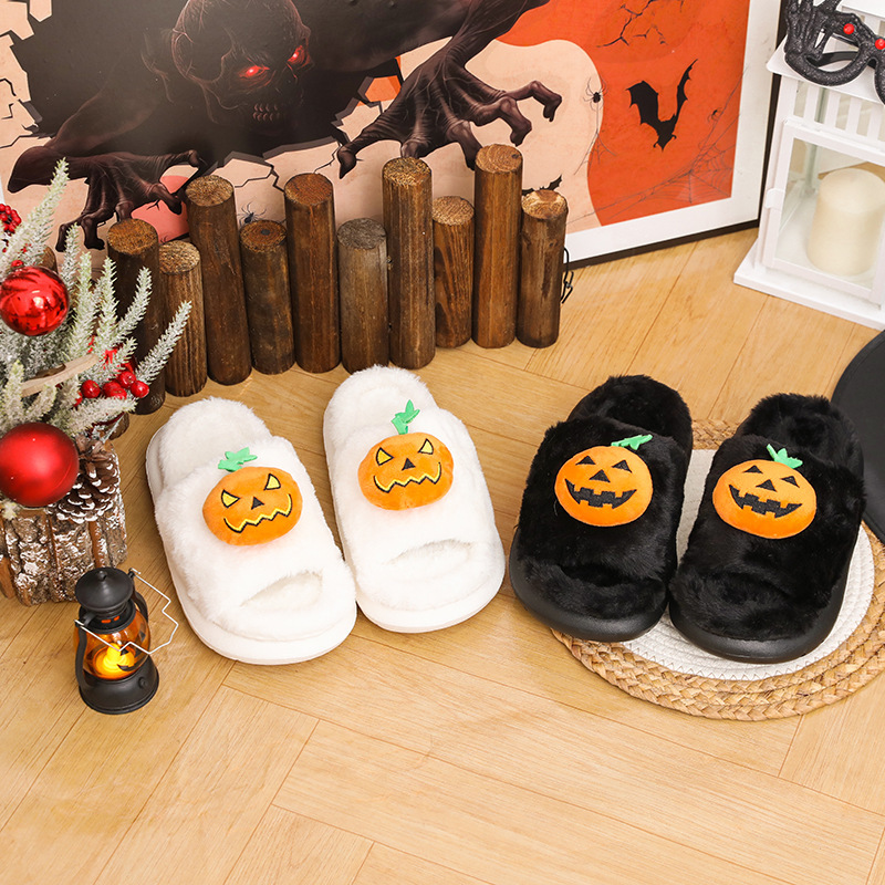 Piccolo ordine di scorta Halloween zucca autunno e inverno uomini e donne coppia pantofole di cotone casa interno_voghion.com