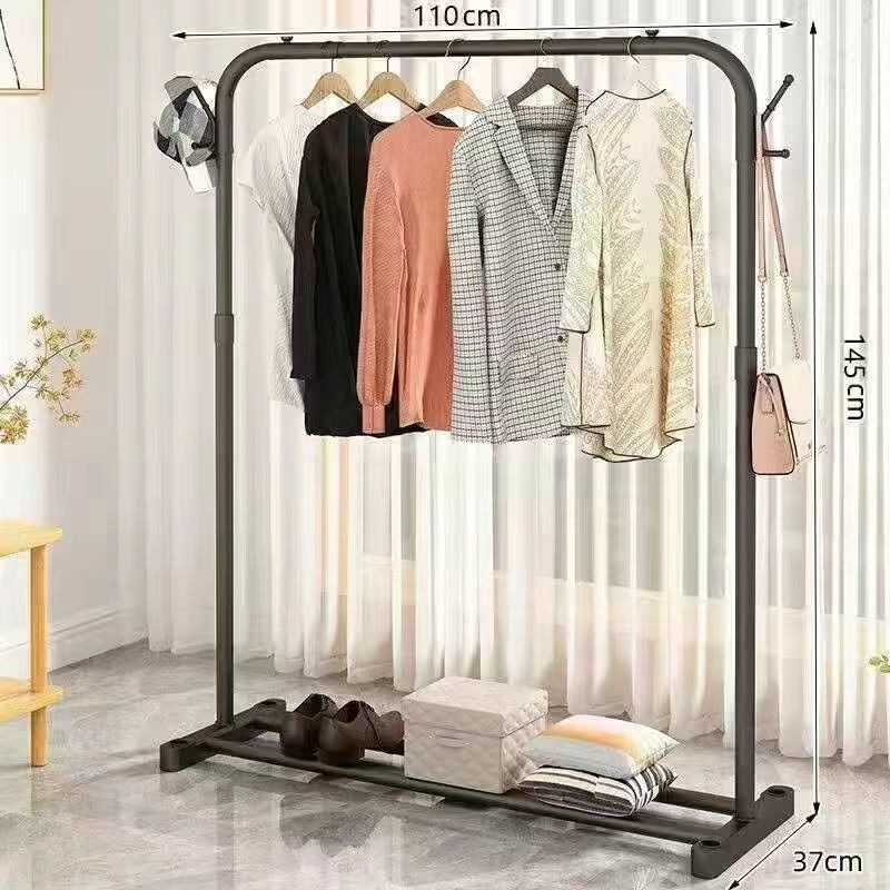 Perchero de pie reforzado con múltiples barras, soporte grueso para ropa y sombreros, apto para dormitorio o balcón