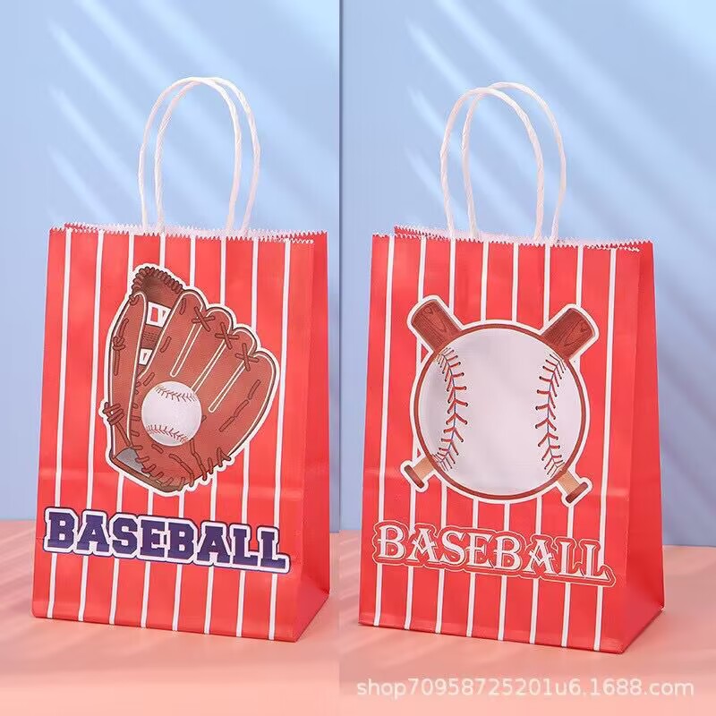 橄榄球足球牛皮纸手提袋境外专供派对礼品袋工厂直供烫金礼物袋