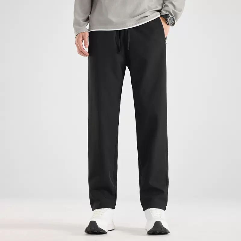 秋冬2025垂感加绒加厚户外防泼软壳裤运动男裤子直筒宽松长裤