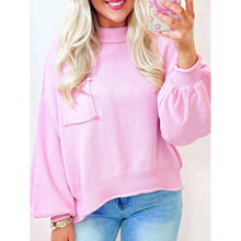 K 73620 Big Pocket Solid Warm Sweater ��ڴ���ɫë�¿羳