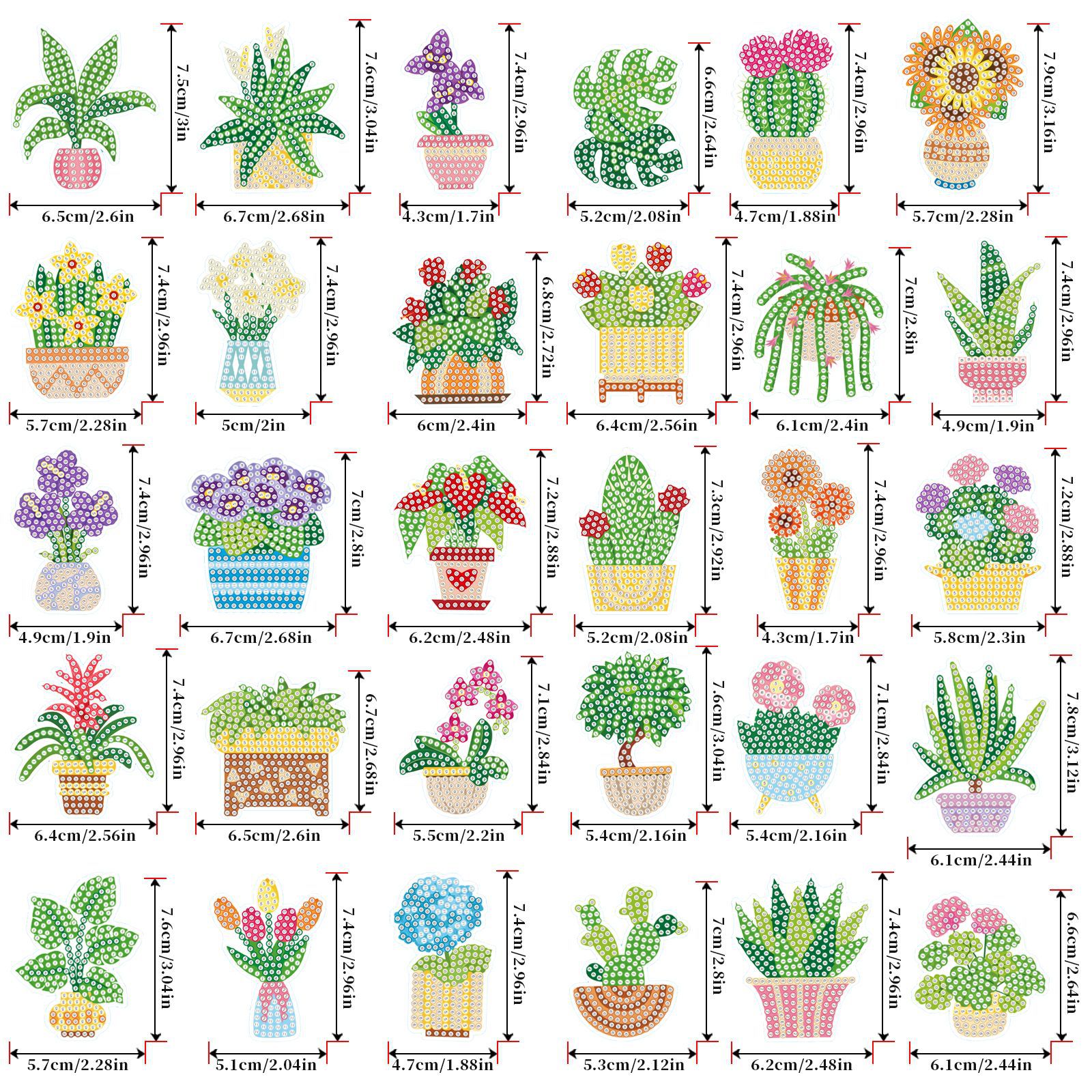 Plantas verdes en maceta flores de absorción de diamante pintura pegatinas de refrigerador para niños DIY creativo mampostería pegatinas juguetes al por mayor